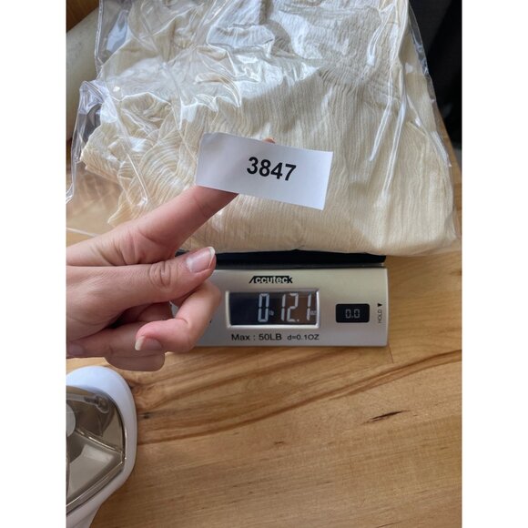 Umgee Boho Smocked Ruffle Tiered Midi Dress Size L NWT Ivory Fairy Coquette - Picture 11 of 11